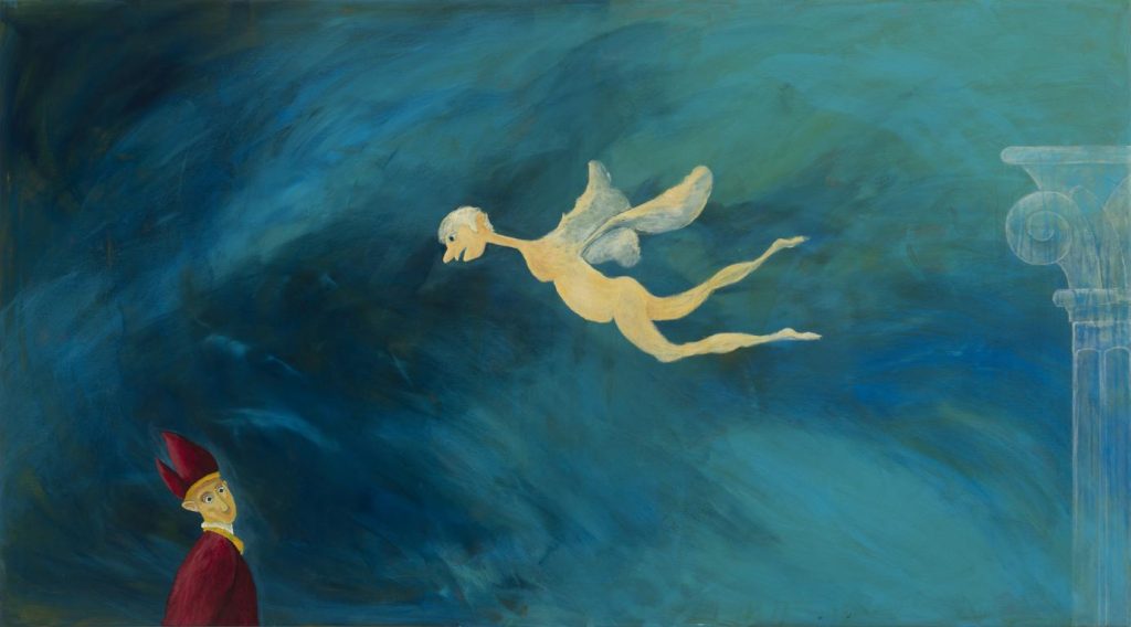 “Acto de Fe”, acrílico sobre tela, 96x175 cm, 2021.